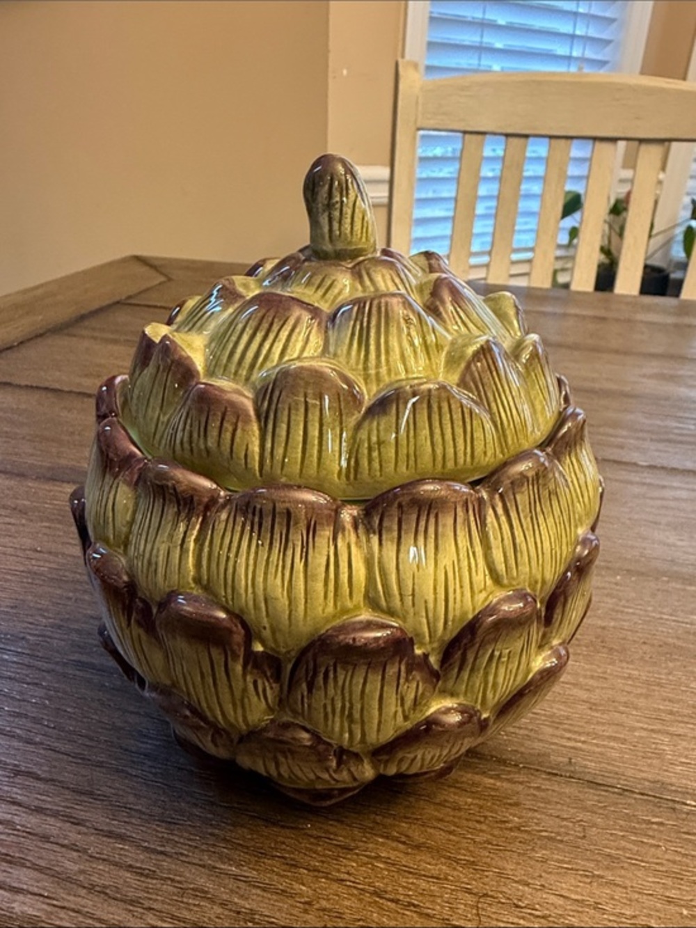 Home Interiors Artichoke Canister Cookie Jar Vintage 7”